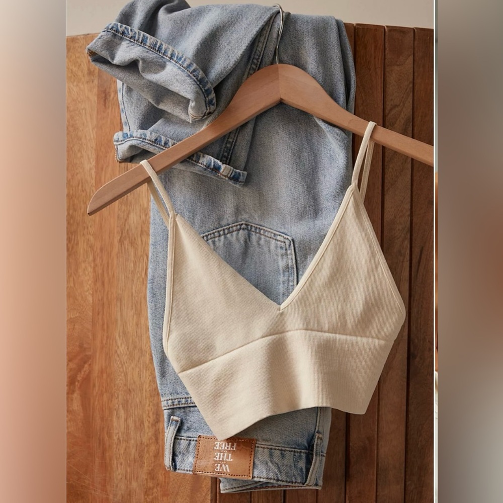 Free People Ali Low-Back Seamless Bra, Xs/Small, in ivory.